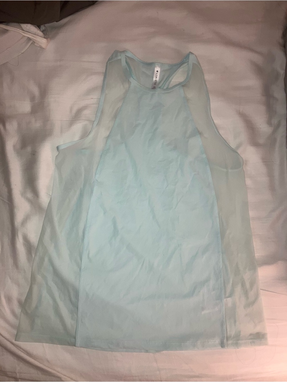 Athleta Ultimate Hybrid Tank Oasis Blue Sheer Panel Racerback Tank Top -